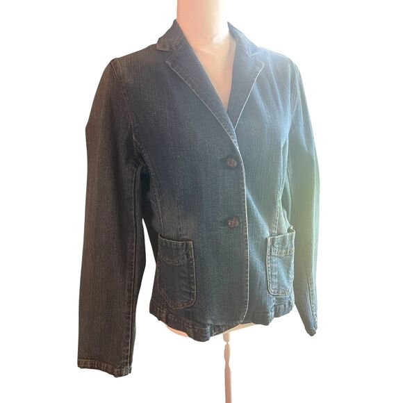 Vintage GAP Y2K Jean Jacket Size 14 Stretch Denim Classic Preppy Coastal Grandma - Picture 2 of 15